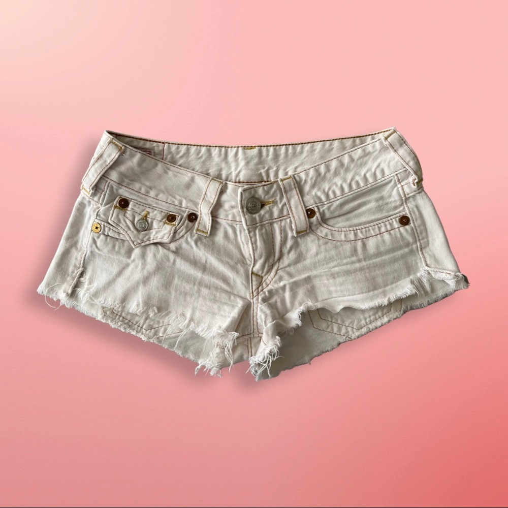 White Joey cut off true religion Jean shorts